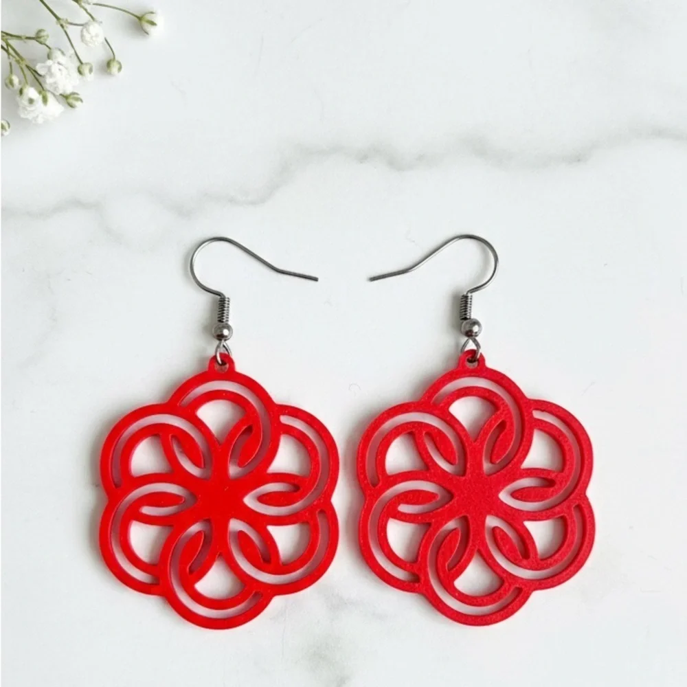 The Forest Curve Red Earrings